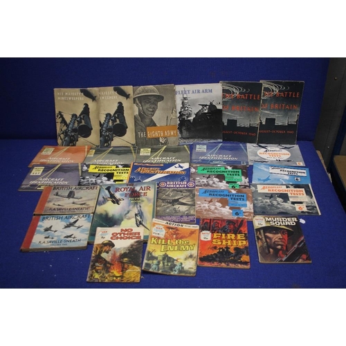 153 - A SELECTION OF AIRCRAFT MILITARY BOOKS AND MAGAZINES TO INCLUDE AIRCRAFT RECOGNITION , BATTLE OF BRI... 