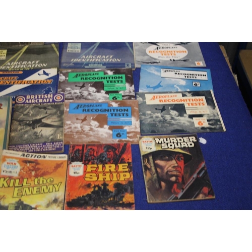 153 - A SELECTION OF AIRCRAFT MILITARY BOOKS AND MAGAZINES TO INCLUDE AIRCRAFT RECOGNITION , BATTLE OF BRI... 