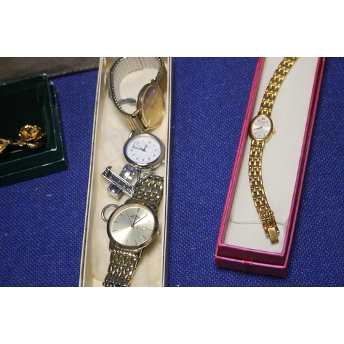 161 - A QUANTITY OF ASSORTED COSTUME JEWELLERY AND WRIST WATCHES