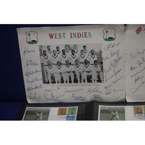 168 - A COLLECTION OF SIGNED CRICKET AUTOGRAPHS TO INCLUDE ENGLAND, WEST INDIES, AUSTRALIA ETC TOGETHER WI... 