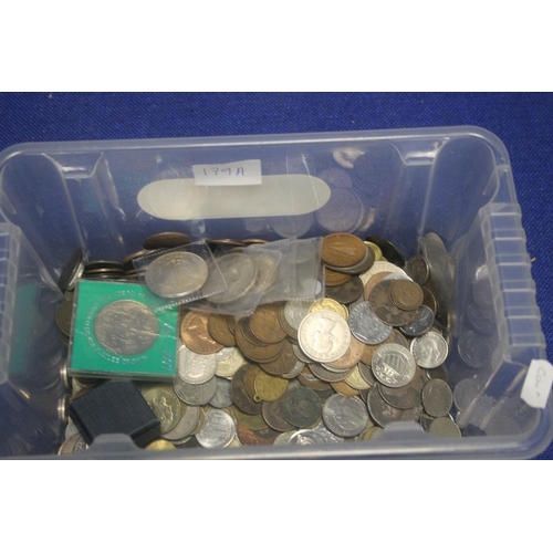 179A - A BOX OF BRITISH AND WORLD COINS