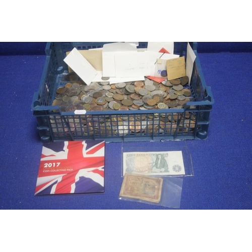 187A - A BOX OF WORLD COINS AND SOME BANKNOTES