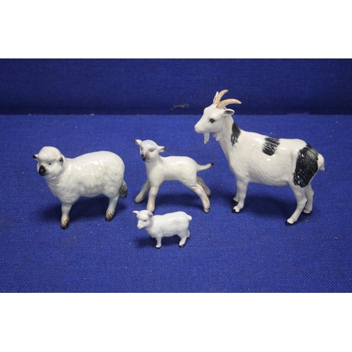 201 - A BESWICK GOAT TOGETHER WITH A BESWICK SHEEP AND A LAMB