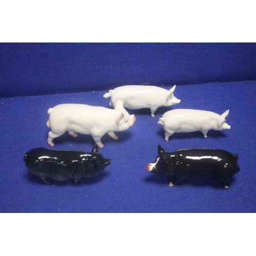 214 - FIVE BESWICK PIGS