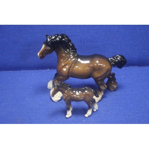 225 - A BESWICK SHIRE HORSE TOGETHER WITH A BESWICK PONY