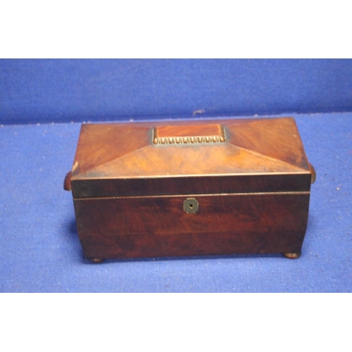 230 - AN ANTIQUE ROSEWOOD TEA CADDY