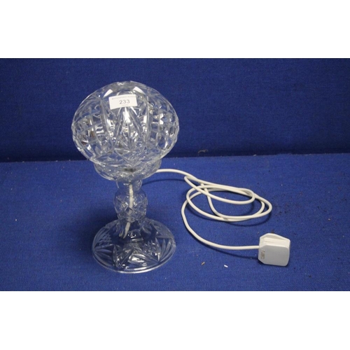 233 - A GLASS TABLE LAMP