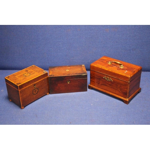 241 - THREE ANTIQUE TEA CADDY'S 1 A/F