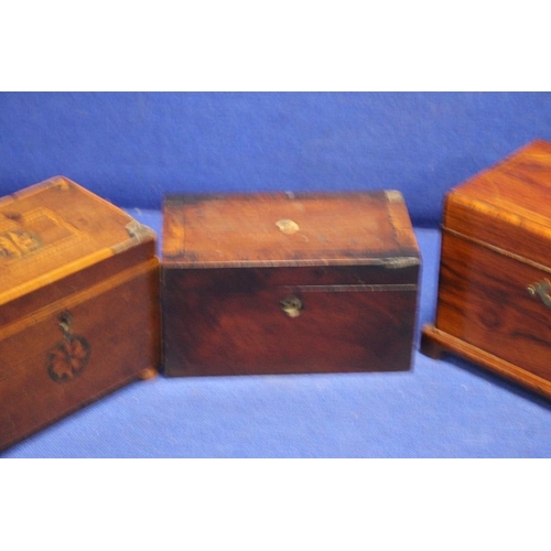 241 - THREE ANTIQUE TEA CADDY'S 1 A/F