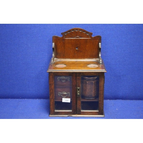 245 - AN ANTIQUE OAK JEWELLERY BOX