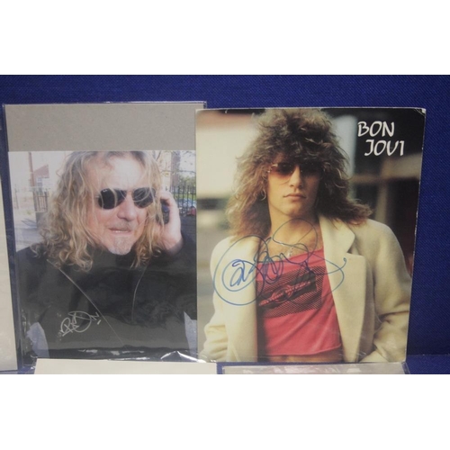 250 - A COLLECTION OF FILM AND MUSIC RELATED AUTOGRAPHS TO INCLUDE BON JOVI, ROBERT PLANT, BEADY EYE, MCFL... 