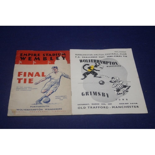 252 - A WOLVERHAMPTON WANDERERS V GRIMSBY TOWN FA CHALLENGE CUP SEMI-FINAL PROGRAMME 1939 TOGETHER WITH A ... 