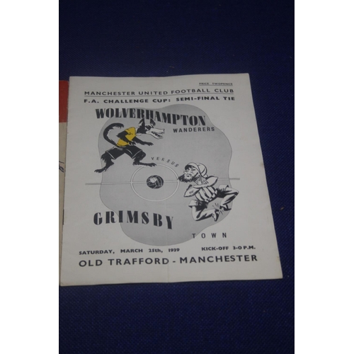 252 - A WOLVERHAMPTON WANDERERS V GRIMSBY TOWN FA CHALLENGE CUP SEMI-FINAL PROGRAMME 1939 TOGETHER WITH A ... 