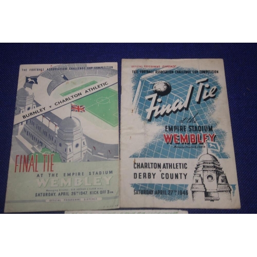 254 - A CHARLTON V DERBY CHALLENGE CUP FINAL PROGRAMME 1946 TOGETHER WITH A BURNLEY V CHARLTON CHALLENGE C... 