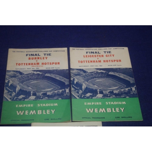 259 - LEICESTER V TOTTENHAM CUP FINAL PROGRAMME 1961 TOGETHER WITH A BURNLEY V TOTTENHAM CUP FINAL PROGRAM... 