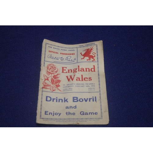 282 - A 1931 ENGLAND V WALES RUGBY WORLD CUP OFFICIAL PROGRAMME