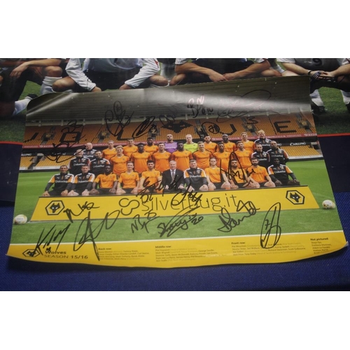 285 - A COLLECTION OF SIGNED POSTERS TO INCLUDE WOLVERHAMPTON WANDERERS 2014, AN ENGLAND POSTER TO INCLUDE... 