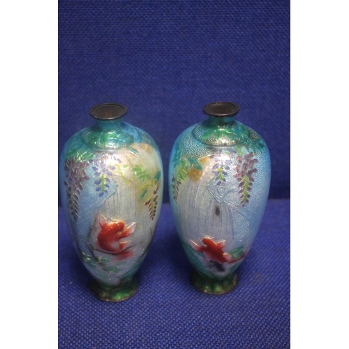 319 - A PAIR OF DECORATIVE CLOISSANE VASES