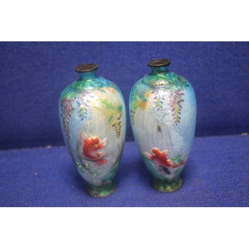 319 - A PAIR OF DECORATIVE CLOISSANE VASES