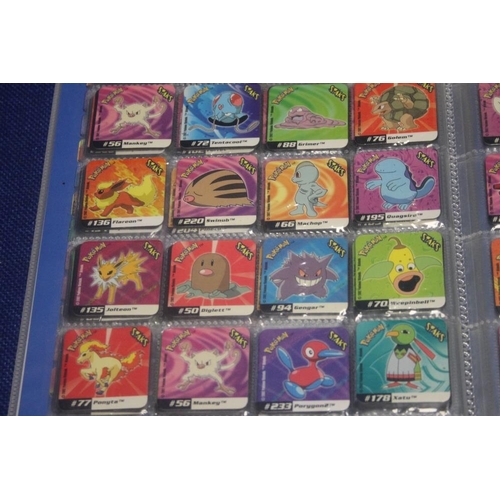 334 - ALBUM CONTAINING 160 PANINI POKEMAN STATS (MAGNETIC FRIDGE MAGNETS)