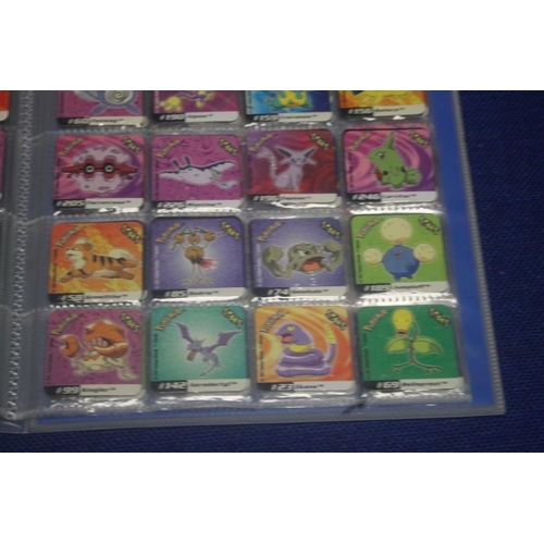 334 - ALBUM CONTAINING 160 PANINI POKEMAN STATS (MAGNETIC FRIDGE MAGNETS)