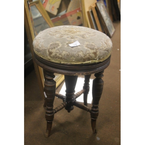 336 - AN ANTIQUE BOBBIN LEGGED SWIVEL TOP PIANO STOOL