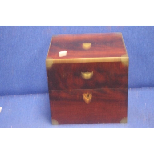 355 - AN ANTIQUE BRASS BOUND WRITING BOX