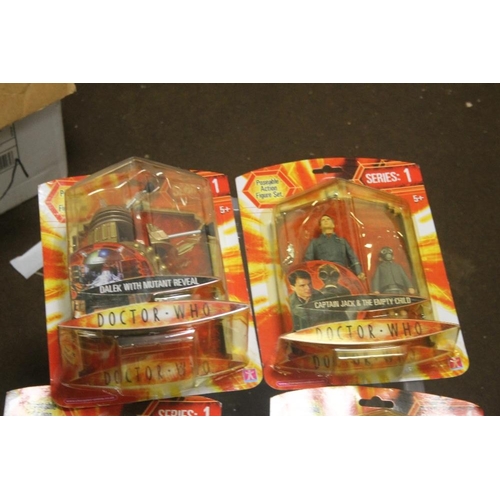 377 - FOUR CARDED SERIES ONE DR WHO FIGURE SETS