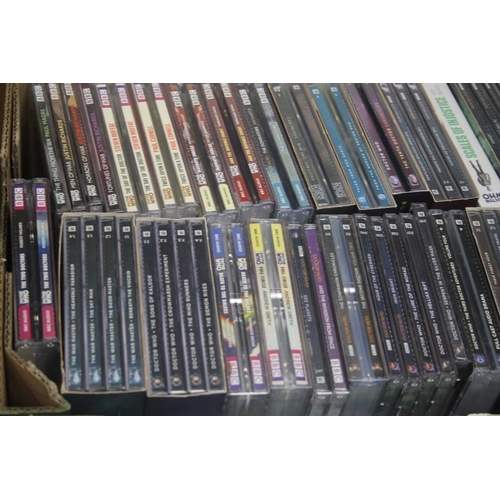 392 - SIX TRAYS OF DR WHO DVDS TO INCLUDE SOME BOX SETS