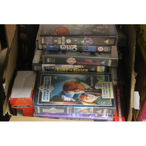 393 - FOUR BOXES OF DR WHO RELATED VIDEOS