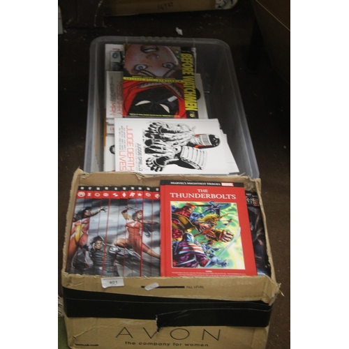 401 - TWO BOXES OF MARVEL AND JUDGE DREDD BOOKS