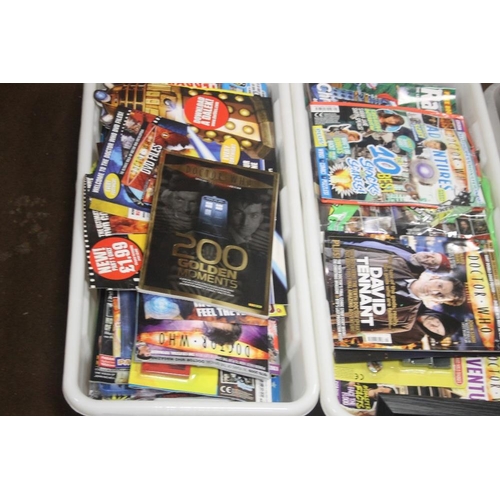 403 - THREE BOXES OF DR WHO MAGAZINES AND A FRAMED PICTURE