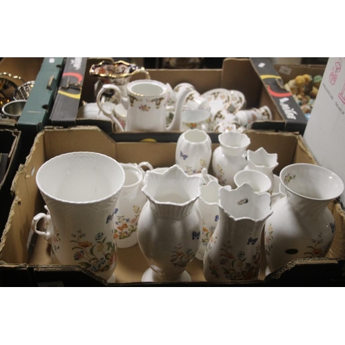 442 - TWO TRAYS OF CERAMICS TO INCLUDE AYNSLEY AND A MASONS MANDALAY JUG (TRAYS NOT INCLUDED)