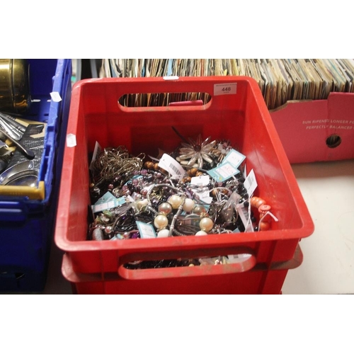 448 - A TRAY OF ASSORTED COSTUME JEWELLERY