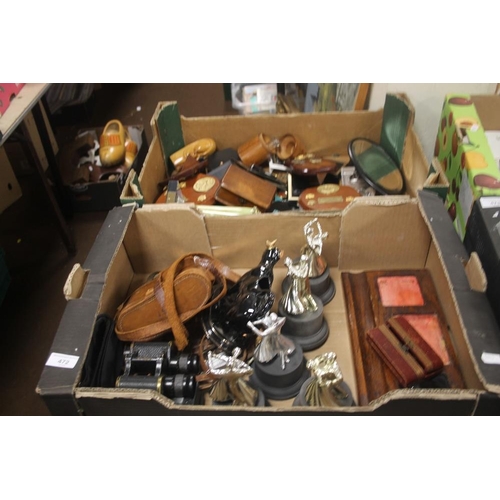 472 - TWO TRAYS OF COLLECTABLES  TO INCLUDE DANCING TROPHIES ETC (TRAYS NOT INCLUDED)