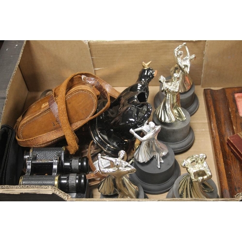 472 - TWO TRAYS OF COLLECTABLES  TO INCLUDE DANCING TROPHIES ETC (TRAYS NOT INCLUDED)