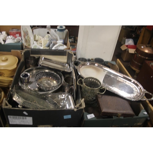 479 - TWO TRAYS OF METALWARE AND CUTLERY (TRAYS NOT INCLUDED)