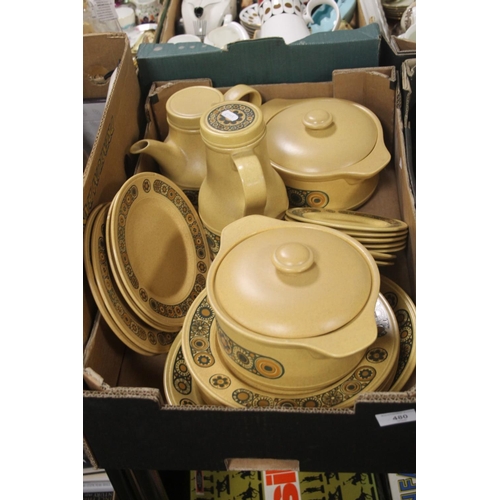 480 - A QUANTITY OF VINTAGE RETRO DINNERWARE (TRAYS NOT INCLUDED)