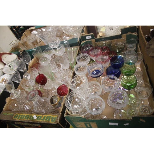 482 - TWO TRAYS OF GLASSWARE MAINLY DRINKING GLASSES (TRAYS NOT INCLUDED)