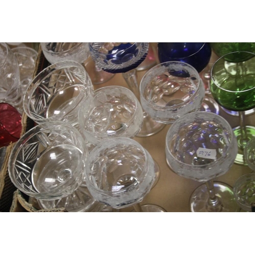 482 - TWO TRAYS OF GLASSWARE MAINLY DRINKING GLASSES (TRAYS NOT INCLUDED)