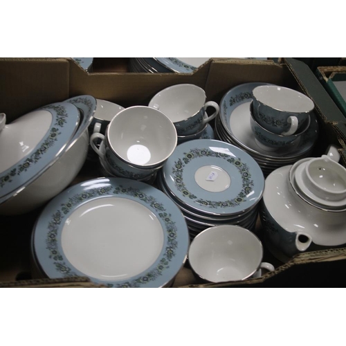 509 - THREE TRAYS OF ROYAL DOULTON HARMONY TEA AND DINNERWARE (TRAYS NOT INCLUDED)