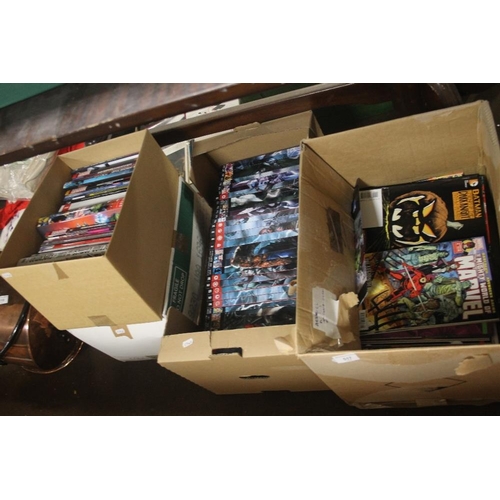 517 - THREE TRAYS OF MARVEL AND JUDGE DREDD BOOKS TOGETHER WITH A BOX OF COMICS