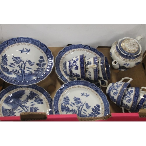 532 - TWO TRAYS OF BOOTHS TEA AND DINNERWARE