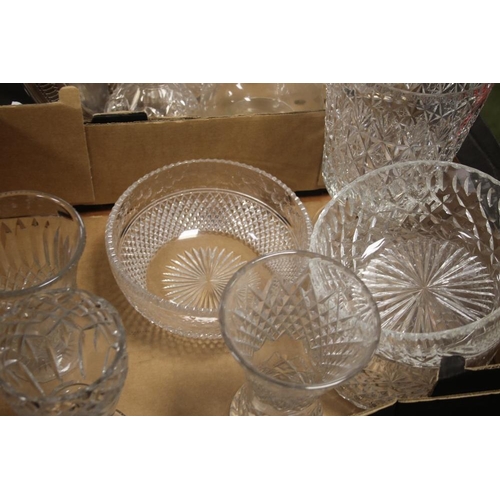 546 - TWO TRAYS OF CUT GLASS TO INCLUDE DECANTERS (TRAYS NOT INCLUDED)