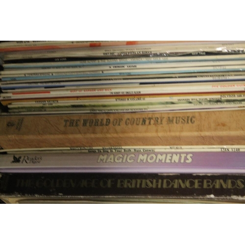 571 - A TRAY OF EASY LISTENING LP RECORDS BOX SETS AND 78'S (TRAYS NOT INCLUDED)