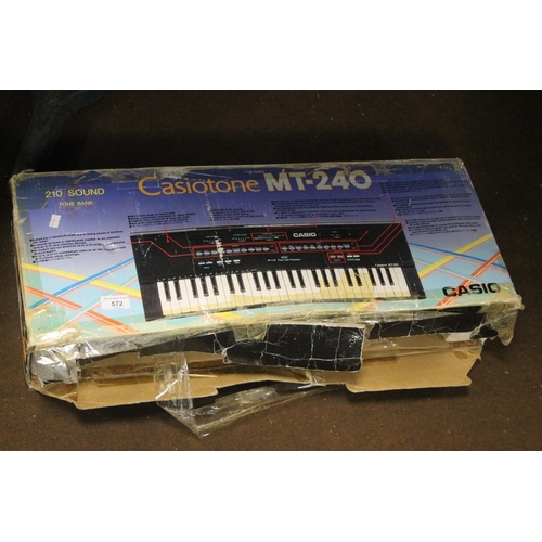 572 - A CASIO TONE MT240 KEYBOARD WITH POWER PACK