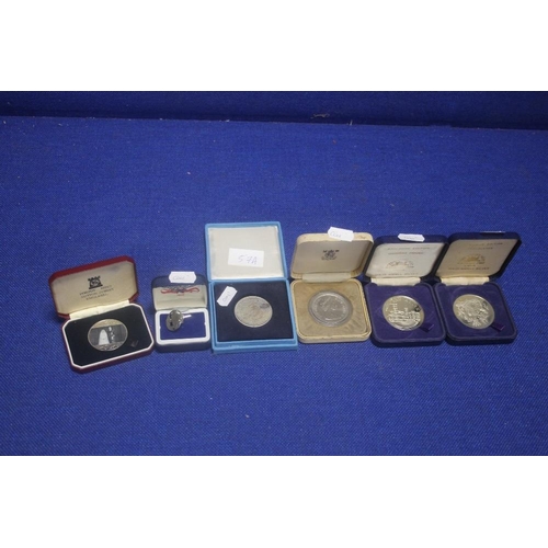 57A - A COLLECTION OF CASED COINS AND MEDALS