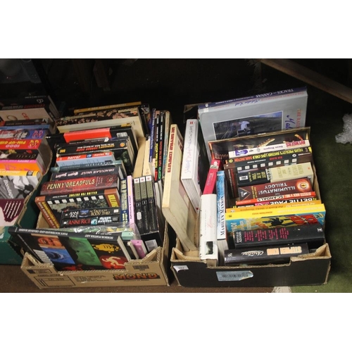 582 - TWO TRAYS OF BOOKS VARIOUS SUBJECTS TO INCLUDE RAILWAYS, AUTOBIOGRAPHY'S, HORROR BOOKS ETC (TRAYS NO... 