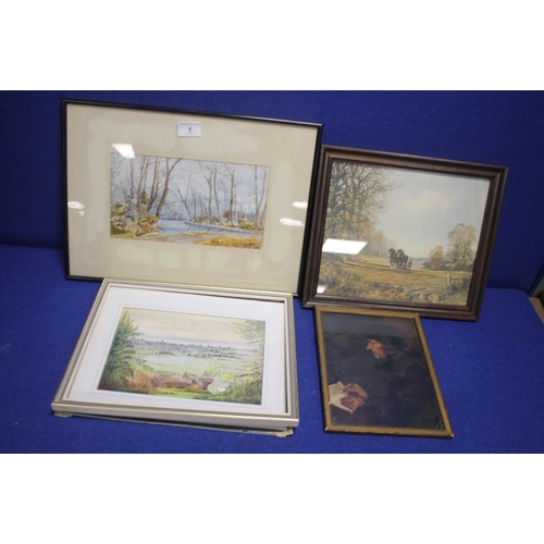 6 - FOUR FRAMED PRINTS TO INCLUDE A PORTRAIT