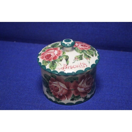 60 - A WEMYS POTTERY CABBAGE ROSE BISCUIT JAR